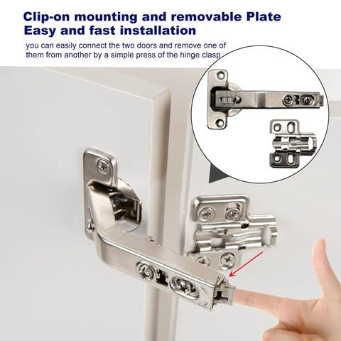 135 Degree Bi Fold Blind Corner Cabinet Hinges Full Overlay Face Frame Concealed Soft Close Hardware Two Pack clip-on installation detail
