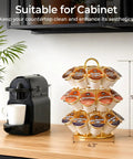 Rotating K Cup Carousel Holder 3 Tier Organizer That Fits 27 K Cups Spins 360 Degrees Anti Slip Base No Assembly Gold Finish