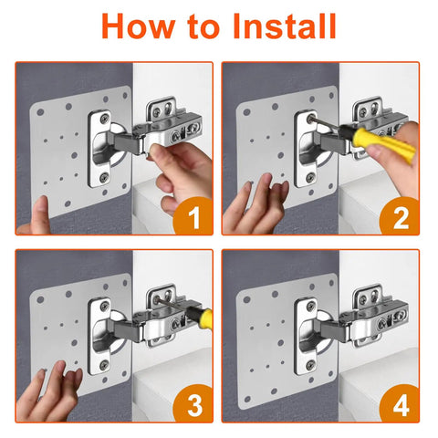 Installation process for 12 Piece Cabinet Hinge Repair Plate Kit With Stainless Steel Brackets And Mounting Screws