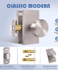 Heavy Duty Zinc Alloy Dummy Door Knobs With Brushed Nickel Finish Universal Decorator Interior Handles Quick Install Nonlocking Hardware show adjustable latch and sturdy design.