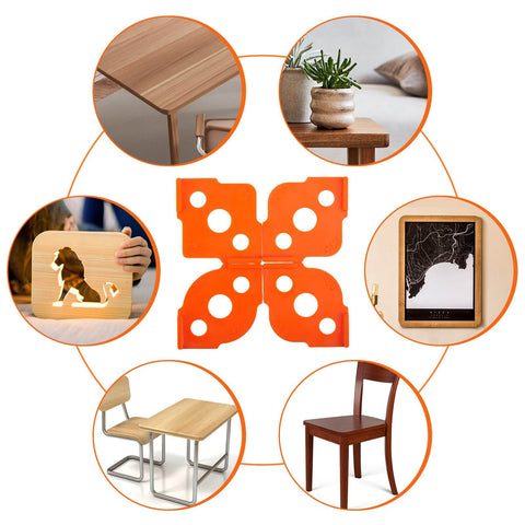 Four Pack Router Corner Radius Templates Set With ABS Hard Jig Guides For Woodworking, Includes Radii R5 R10 R15 R20 R25 R30 R35 R40, Orange Finish