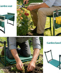 Heavy Duty Garden Kneeler And Seat With Dual Tool Bags, Extra Wide 11.02 Inch Foldable Stool For Knee And Back Support, Non-Slip Portable Bench