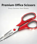 6 Pack 8 Inch Multipurpose Comfort Grip Scissors Set With Colorful Handles Ergonomic Sharp Blades featuring red handles and shiny blades