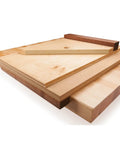 Pro Grade Shooting Board Jig For Hand Planes with wooden panels and angled piece for precise cutting setup.