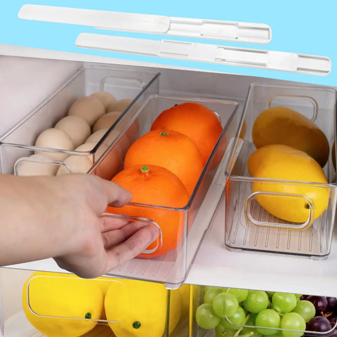 Six Piece Adhesive Cabinet Sliders With Heavy Duty Self Adhesive Tape For Pull Out Drawer Organizers And Storage Bins Easy Diy Install white plastic sliders organizing fruit bins in refrigerator