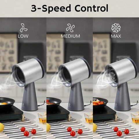 Heavy Duty Solder Fume Extractor Fan With Badass Suction And Slick Design For Desktop DIY Stations showing 3-speed control for optimal airflow.