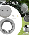 Hella Durable Ten Inch Underground Electrical Junction Box With Easy Remove Lid For Outdoor Wire Splices and In Ground Circuit Connections Built Tough Solid Polyethylene, grey, with accessories.