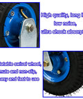 Industrial Pneumatic Caster Wheels With 360 Degree Swivel Top Plate And Fixed Plate, close-up of blue wheel with metal plate
