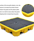 Yellow Industrial Oil Spill Containment Tray With Anti Slip Polyethylene Platform, heavy duty modular pallet system.