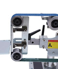 Detailed view of Heavy Duty 550W Desktop Belt Sander And 110V Bench Polisher rugged steel frame with belt mechanism.