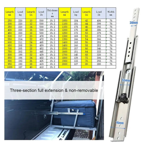 Heavy Duty Stainless Steel 2000mm Full Extension Drawer Slides With Secure Locking Mechanism Slick Glide Motion side view in use