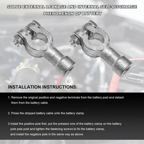 Heavy Duty Battery Connectors converting top post to side terminal for cars trucks and boats, durable metal clamps.