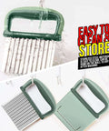 HNYYZL two-piece crinkle cutter set with green handles and stainless steel wavy blades