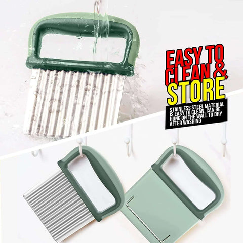 HNYYZL two-piece crinkle cutter set with green handles and stainless steel wavy blades