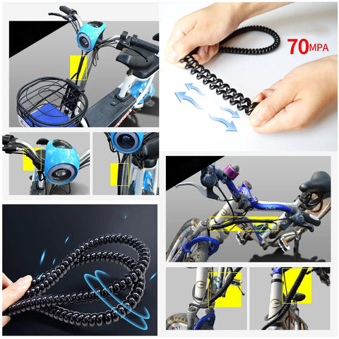 2 Pack Bike Brake Cable Housing Protectors Non Scratch Rubber Frame Guards Sleeve Spiral Covers, shown on bicycles and in use