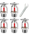 Rock Solid Fire Sprinkler Kit With Blazing Fast 68C Trigger Activation And Dead Simple Dn15 Hookups For Regular Folks Craving Bulletproof Home And Office Protection Gear - Set of 5 copper fire sprinkler heads with wrench.