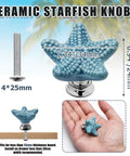 Super Snazzy Coastal Blue Ceramic Starfish Drawer Knobs 4 Pack With Solid Zinc Alloy Mounts For Kitchen Cabinet Makeover Legit Glossy Finish, 1.34 inch starfish knob on a hand.