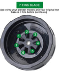 7 Fin Blender Blade Replacement Compatible With Auto IQ Blenders, top view showing 7 fins and caution label