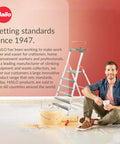 Six Step Aluminum Step Ladder With 330 Lb Capacity, 129.1 Inch Reach, Heavy Duty Build, Extendable Safety Bar, Locking Platform, Non Slip Steps, Tool Tray, Bucket Strap And Hook, EasyClix Ready For Fast Setup And Secure, High Reach Work. Hailo ladder promo