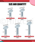 Tough As Nails Fifty Piece Full Thread Thumb Screws Five Sizes Quarter Twenty Carbon Steel Finger Tight Hardware Kit size chart with dimensions