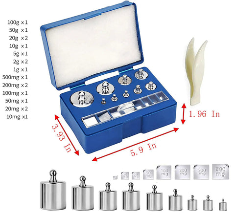 17 Piece Digital Scale Calibration Weights Set From 10 Mg To 100 G With 45 Steel Chrome Plated Weights In Blue Case For Precise Readings And Rock Solid Home Lab Calibration, blue case open