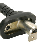 Top Shelf Nickel Plated Pin Switch With Durable Rubber Boot And Solid Polycarb Plunger for secure connections on 12 Volt DC circuits.