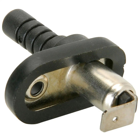 Top Shelf Nickel Plated Pin Switch With Durable Rubber Boot And Solid Polycarb Plunger for secure connections on 12 Volt DC circuits.
