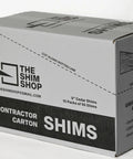 Premium 8 Inch Tapered Kiln Dried Cedar Wood Shims Bulk Contractor Case packaging displaying 560 count shims for leveling projects.