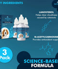 NOVEHA Pet Drops Wash 3-pack, 10 mL blue bottles with dog image on box