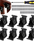Heavy Hitter Folding Table Leg Brackets Four Pack featuring black steel brackets, screws, and screwdriver for easy assembly.