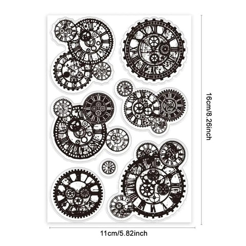 Clear Mechanical Gear Stamp Set With Transparent Gear Patterns For Scrapbooking And Card Making Steampunk Vibe Rubber Stamps
