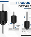 Transfer Punch Center Aligner Tool Kit showing knurled body, tapered point, and guide hole details for precise hole alignment.