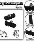 All Weather Road Bike Caliper Brake Pads 4 Piece Set For Quiet Braking With Mud Drain Slots Fits Most C Type Caliper Systems
