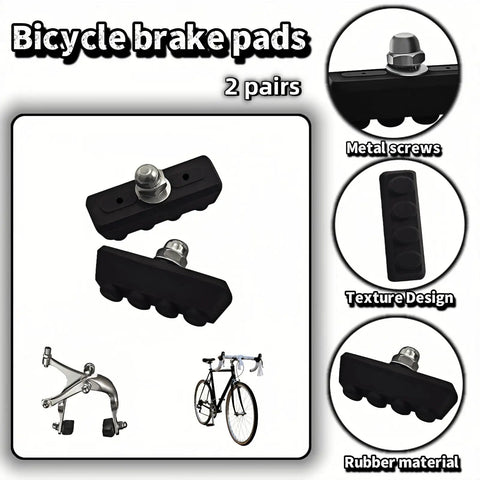 All Weather Road Bike Caliper Brake Pads 4 Piece Set For Quiet Braking With Mud Drain Slots Fits Most C Type Caliper Systems