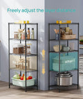 Beefy Five Tier Metal Wire Shelving Unit For Pantry And Garage Adjustable Shelves Up To 1000 Lbs Per Shelf With Stable Load Capacity 14 Inch Depth 24 Inch Width And 59.5 Inch Height, black wire shelf