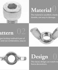 Stainless Steel Butterfly Nuts With Screws Set, 10 Pairs, Corrosion-Resistant Machine Fasteners Kit For Equipment And Machinery, Silver