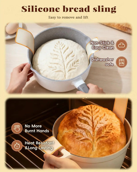 All In One Sourdough Starter Kit For Beginners With Manual Included Complete Bread Baking Supplies showing silicone bread sling