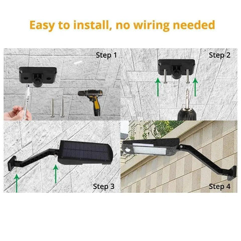 Installation steps for Outdoor Solar Flood Lights 48 LED Cordless Waterproof With Motion Sensor Adjustable Vertical 120 Degrees