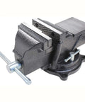 Heavy Duty Bench Vise 4 Inch Clamp On Workholding Tool For Rock Solid Secure Woodworking And Metalworking Projects Attaches To Tables Up To 2 Inches Thick Built For Home Shops Or Pros, black cast iron
