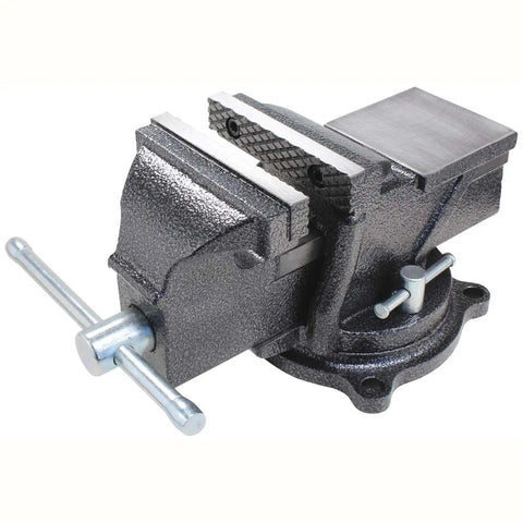 Heavy Duty Bench Vise 4 Inch Clamp On Workholding Tool For Rock Solid Secure Woodworking And Metalworking Projects Attaches To Tables Up To 2 Inches Thick Built For Home Shops Or Pros, black cast iron