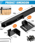 Diagram of Soft Close Barn Door Mechanism Set With Hole Free No Drill Installation For Doors Up To 132 Lbs Includes Spring Buffer Damper And Adjustable Stoppers 2 Pack With S Hook Mounting And Hex Wrench For Smooth Quiet Sliding Door Hardware with dimensions and components displayed.