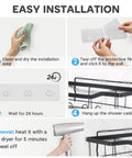 Step-by-step guide to install 14 Pack Clear Shower Caddy Adhesive Hooks Kit With Waterproof Strips No Drill Installation For Bathroom Shelves And Kitchen Racks