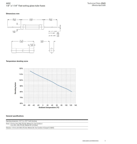 Technical diagram of AGC-5 5A 250V Glass Fuse Pack Of 5 For Electronics Auto And DIY Projects 1/4 By 1-1/4 Inch Size
