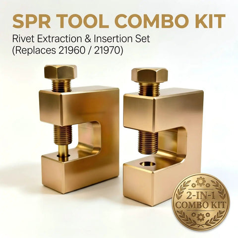 Ultimate Spr Tool Combo Kit With Magnetic Grooved Bolt For Self Piercing Rivet Extraction And Insertion Perfect For Auto Repair Pros Who Need Fast Accurate Rivet Swap On Any Car Or Truck Project Today, 2-in-1 gold metal set