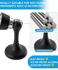 Heavy Duty Magnetic Door Stopper Keeps Interior Doors Securely Open Wall Mount in sleek black finish made from stainless steel.