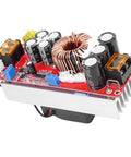 1500W Boost Converter Step Up Module DC To DC Adjustable Voltage Regulator 10V To 97V Output with copper coil and capacitors.