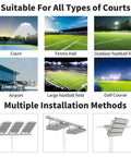 Image showcasing Heavy Duty Led Stadium Flood Light Delivering Raw 6500k Daylight And Ip66 Storm Proof Housing for various courts.