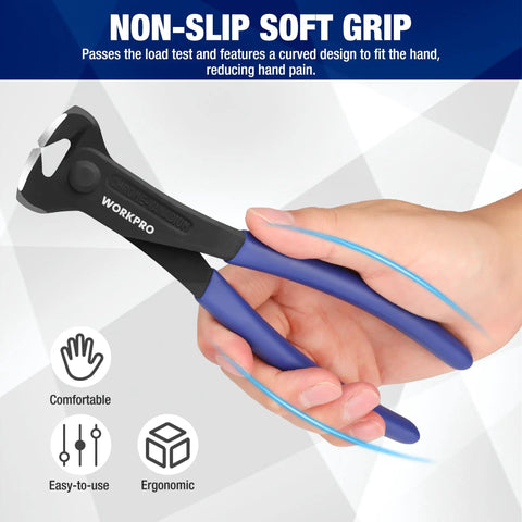 8 Inch Nail Puller End Cutting Pliers With Laser Hardened Edge For Clean Cuts Rustproof CR V Steel Heavy Duty Nail Extraction Tool For Construction And Home Improvement Projects, non-slip grip in hand