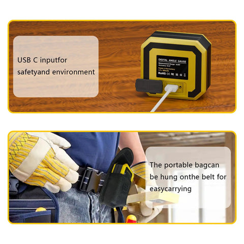 Heavy Duty Digital Angle Finder Magnetic Inclinometer With Fast USB Charging Built For Pros And Weekend Warriors Who Demand Flawless Layouts And Easy Electronic Level Use Every Single Time with USB-C charging.
