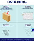 Infographic showing unboxing steps for Outdoor Chair Cushions Set Of 2 22x22x4 Inches With Ties.